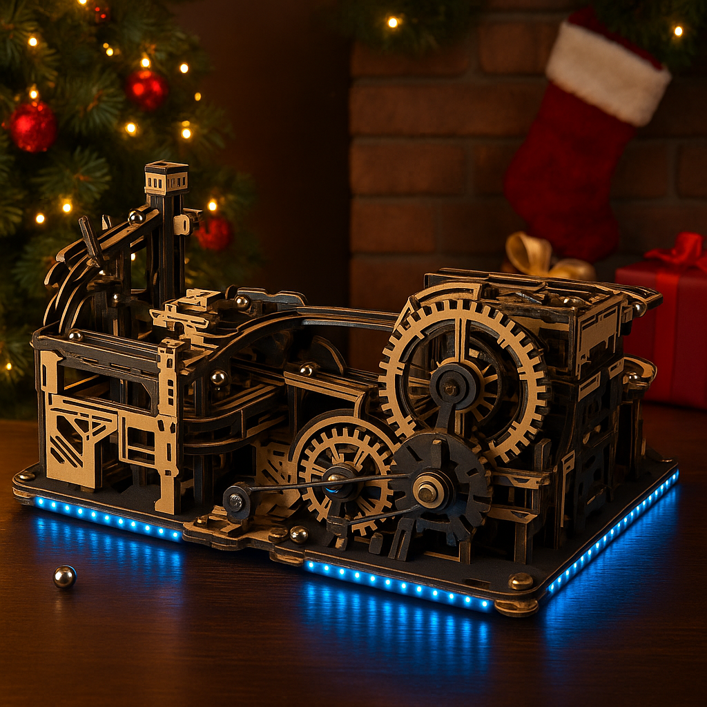 Marble Run Mécanique 3D ROKR® – Parcours à Billes en Bois 294 Pièces – Modèle Premium à Engrenages