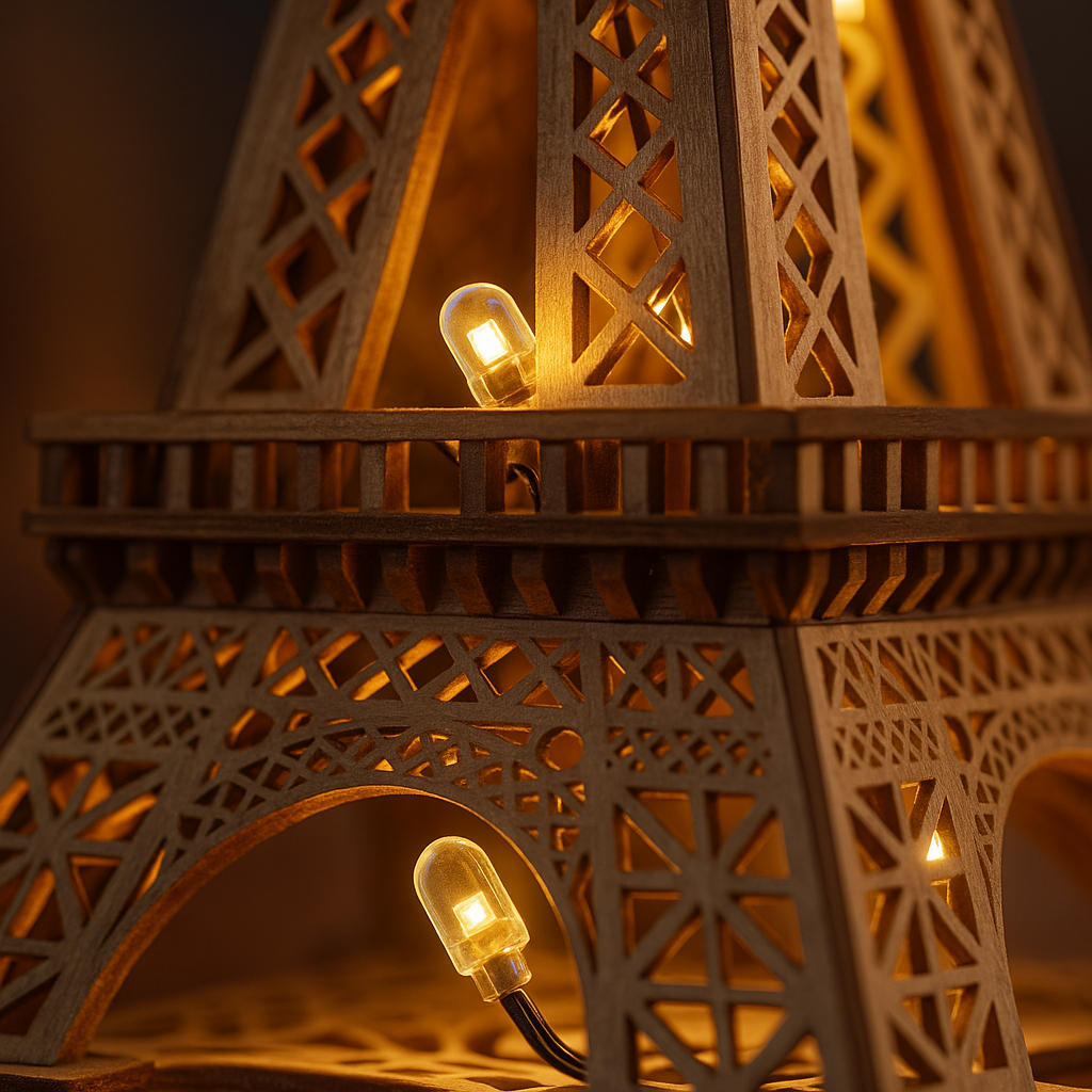 Tour Eiffel Lumineuse 53cm – Puzzle 3D en Bois ROBOTIME® – Édition “Nuit Parisienne” – Cadeau Premium
