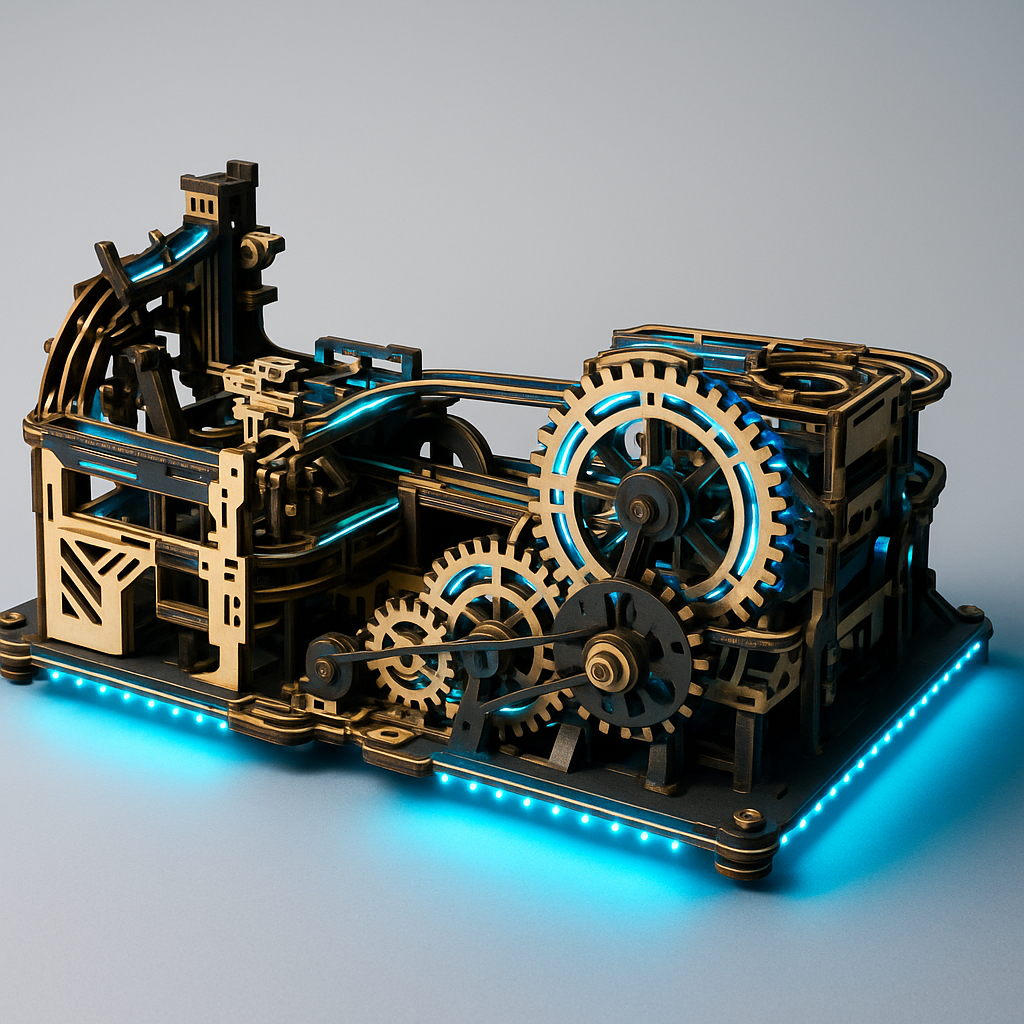 Marble Run Mécanique 3D ROKR® – Parcours à Billes en Bois 294 Pièces – Modèle Premium à Engrenages