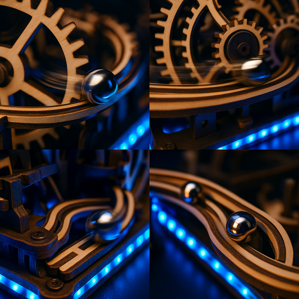 Marble Run Mécanique 3D ROKR® – Parcours à Billes en Bois 294 Pièces – Modèle Premium à Engrenages